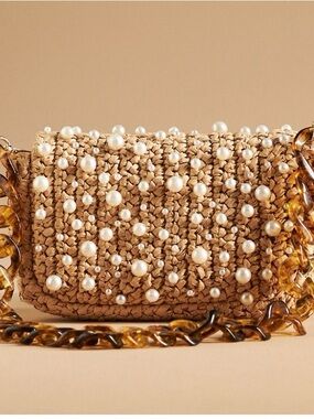 Fiona Rattan pearl  embellished shoulder bag